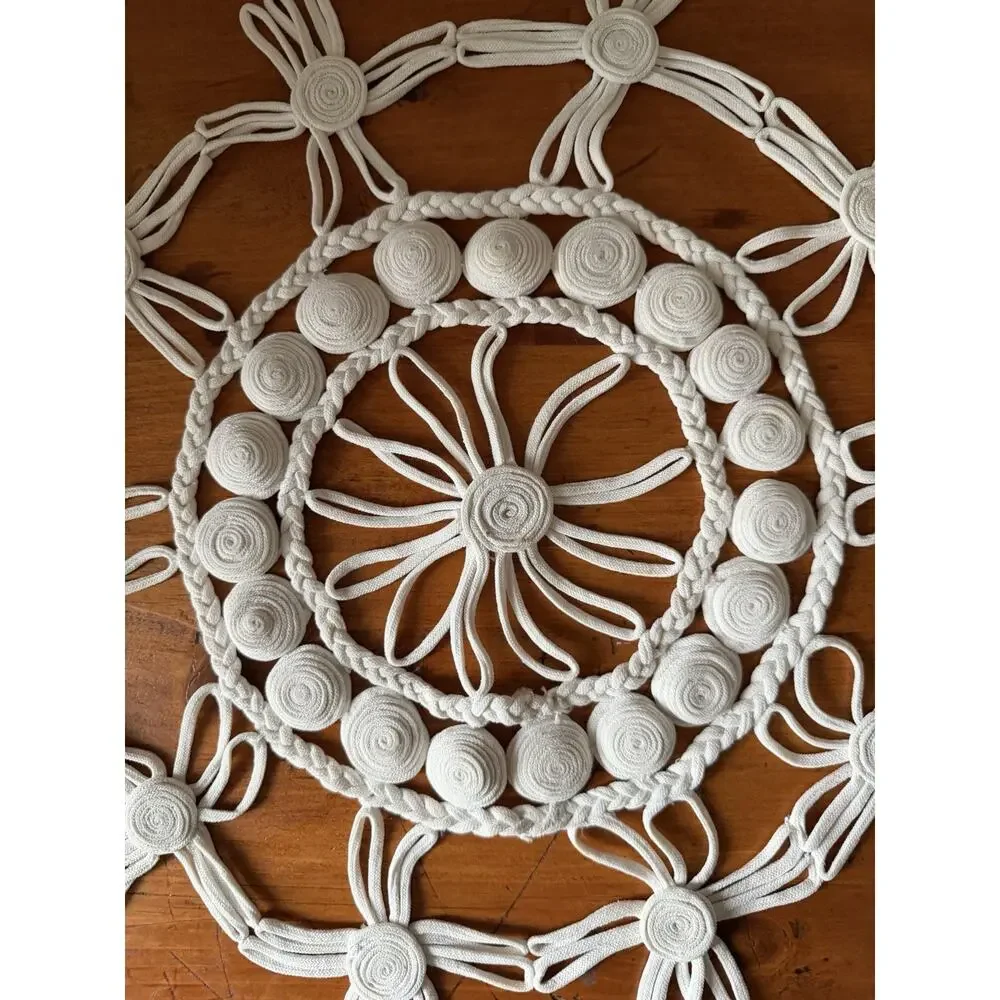 Vintage Macrame Mandala Off White Wall Decor Boho Lace Doily Romanian Style